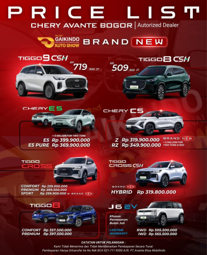 Pricelist Harga Chery gedong 2025